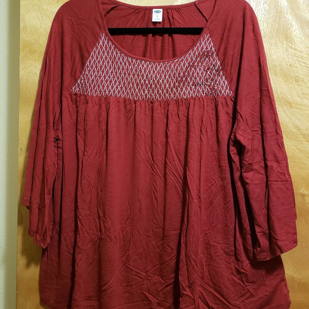Red Tunic with Silver Threaded Design on Bust